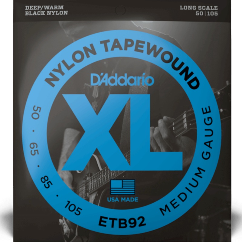 D’Addario ETB92 Nylon Tapewound Bass Guitar Strings, Medium, 50-105, Long Scale