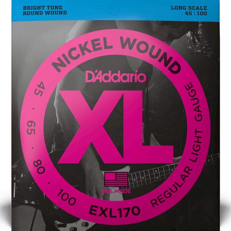 D’Addario EXL170 Nickel Wound Bass Guitar Strings, Light, 45-100, Long Scale