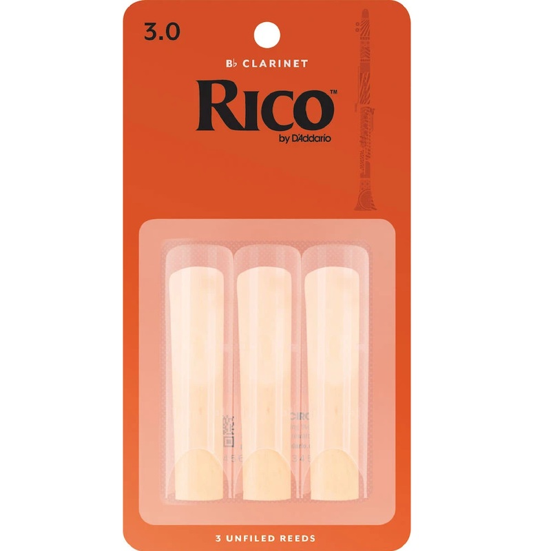 Rico by D’Addario Bb Clarinet Reeds, Strength 3, 3-pack