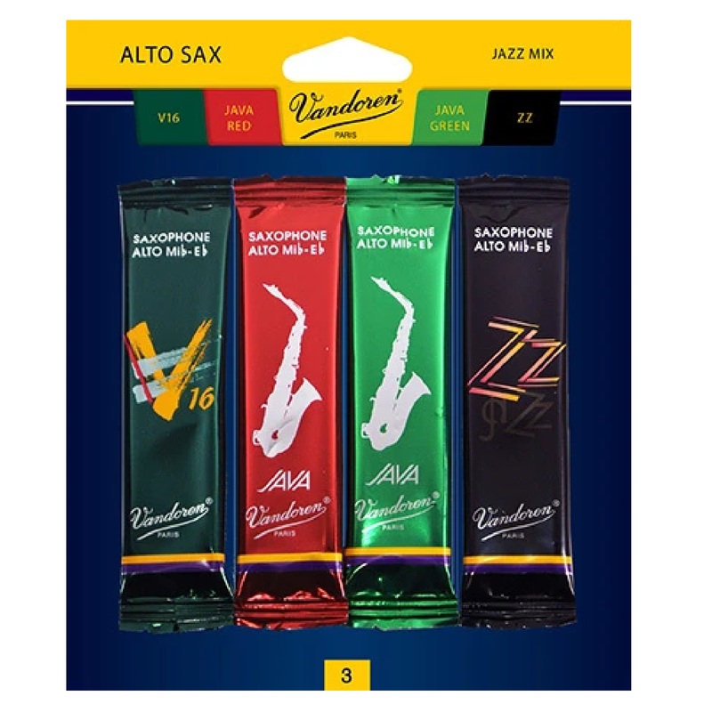 Vandoren SRMIXA3 Jazz Alto Sax Reed Mix Card – Strength 3