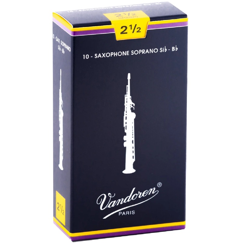 Vandoren SR2025 2.5; soprano saxophone reeds; Vandoren Traditional; 10/box