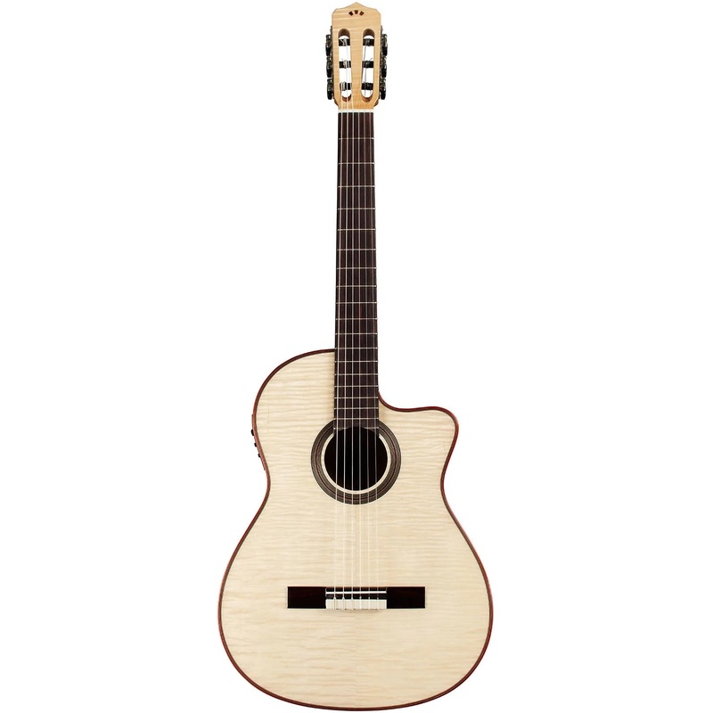Cordoba FUSION12-WS Fusion 12 White Sands Acoustic Guitar, Flamed Maple Veneer Spruce Top, Male b/s, Electronics