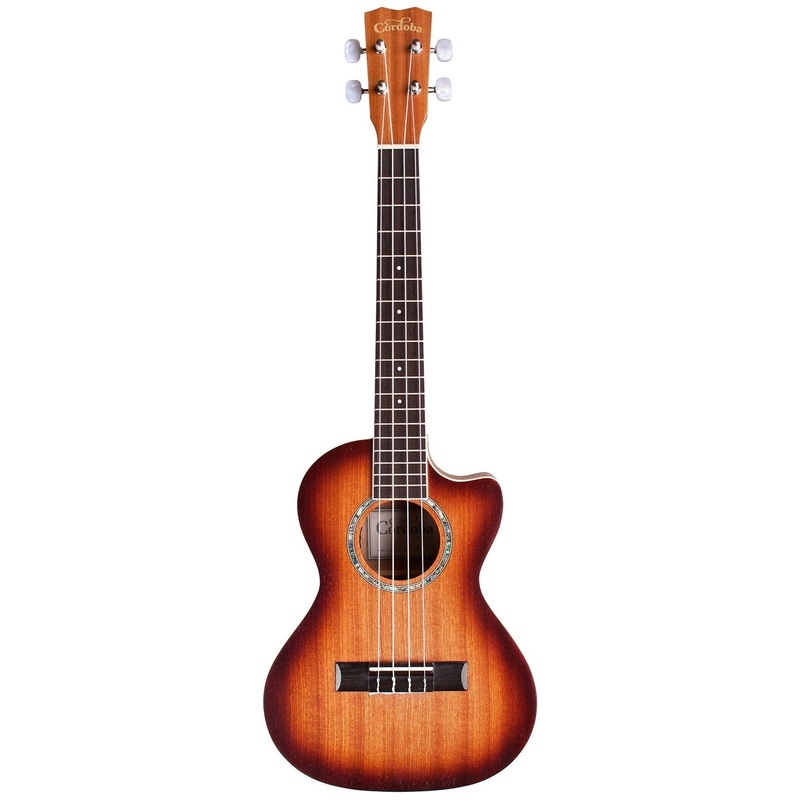 Cordoba 15TM-CE Tenor Ukulele w/ Electronics, Mah Top/b/s, Edge Burst – AIMM Exclusive