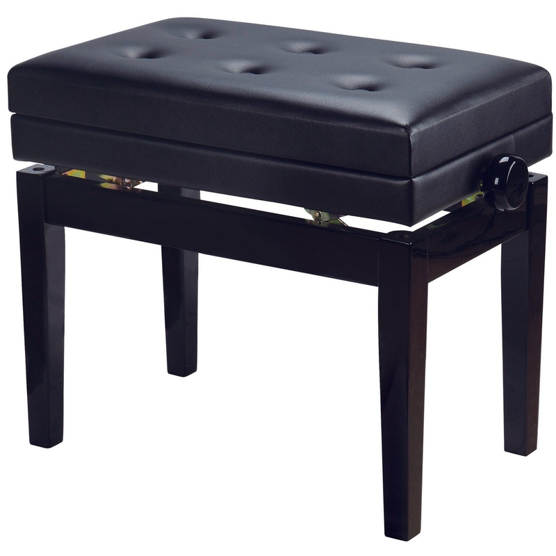 HY-PJ007 Adjustable Piano Bench w/ Storage, Tufted Top, Black