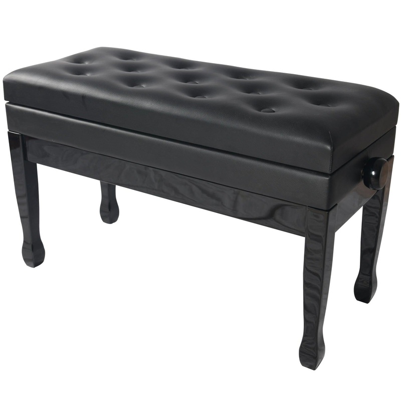 HY-PJ021 Adjustable Piano Bench w/ Storage, Tufted Top, Black