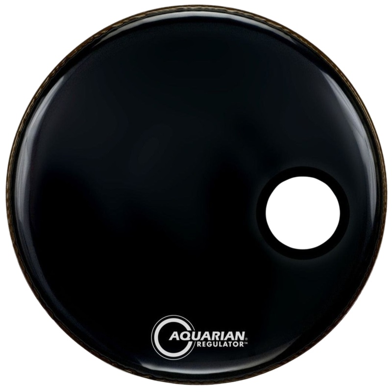 Aquarian RSM18BK 18 Regulator Bass Drumhead, Front, Offset Hole, Gloss Black