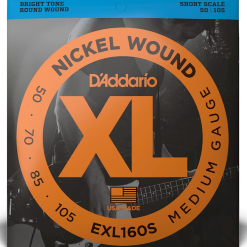 D’addario EXL160S Nickel Wound 50-105 Bass Strings, 4-string, Short Scale