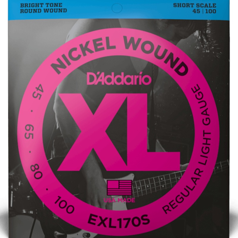 D’addario EXL170S Nickel Wound 45-100 Bass Strings, 4-string, Short Scale