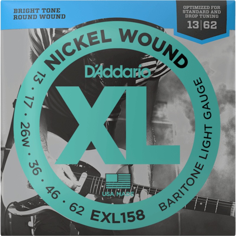 D’addario EXL158 13-62 Baritone Guitar Strings, Light, XL Nickel