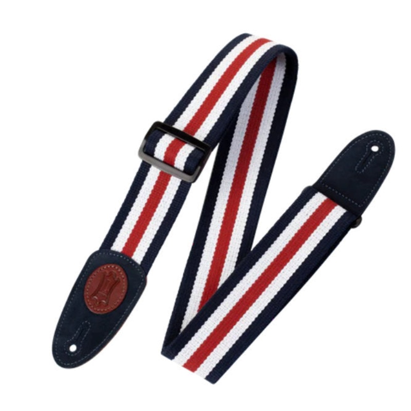 Levy’s Signature Cotton Series Guitar Strap – White, Blue, & Red – 2in
