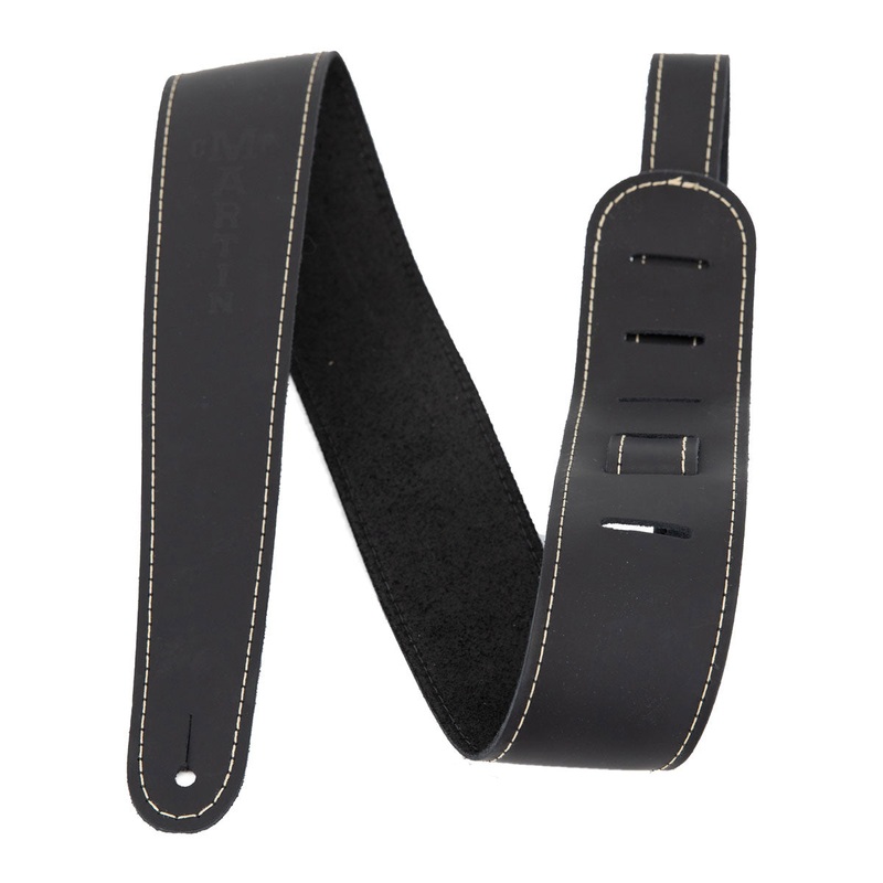 Martin Extendable Slim Style Leather Guitar Strap – Black