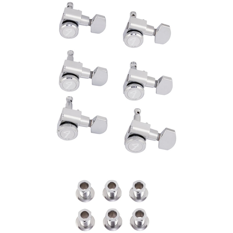 Fender Locking Stratocaster/Telecaster Staggered Tuning Machine Set – Polished Chrome – Set of 6