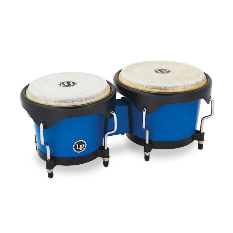 Latin Percussion Discovery 6-1/4 in. & 7-1/4 in. Bongo Set – Race Car Blue w/ Black Hardware