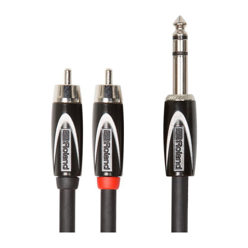 Roland RCC-10-TR2R Black Series 1/4in TRS to Dual RCA Interconnect Cable – 10ft