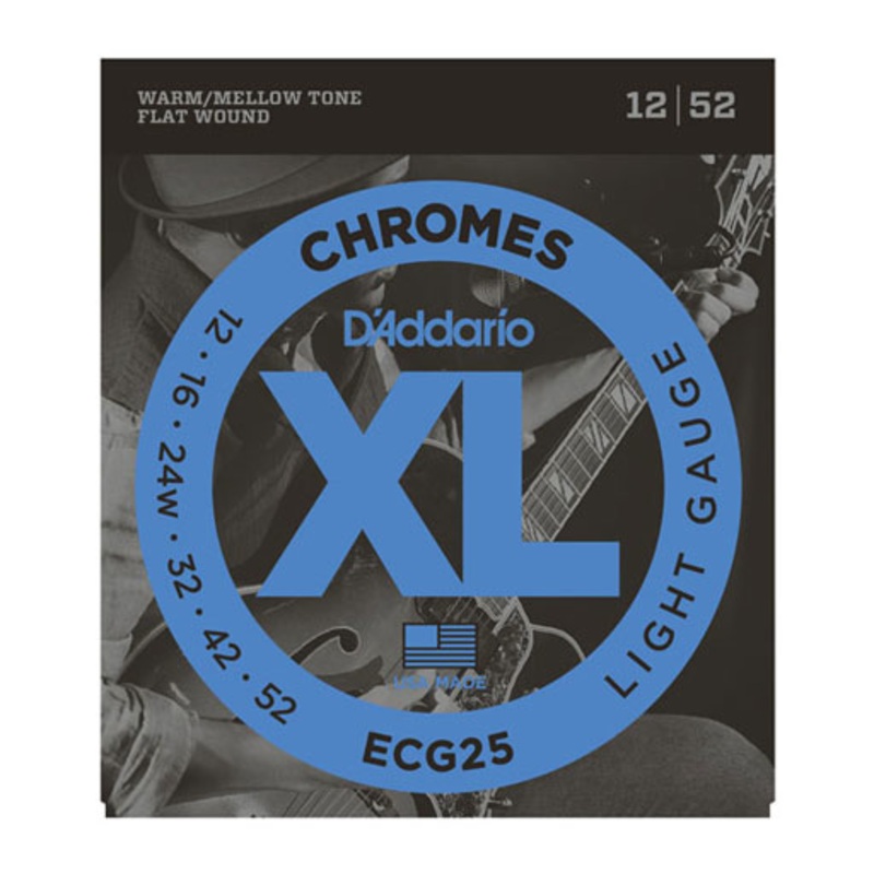 DAddario ECG25 Chromes Flat Wound Electric Guitar Strings Light 12-52