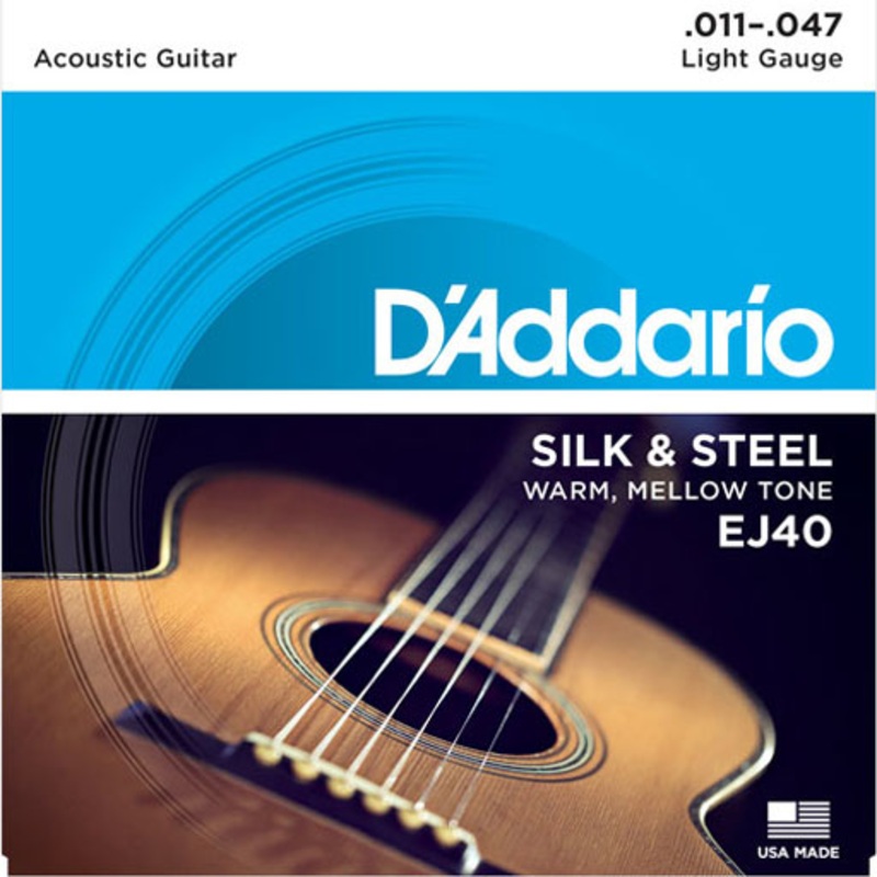 DAddario EJ40 Acoustic Slik and Steel Folk Strings 11-47