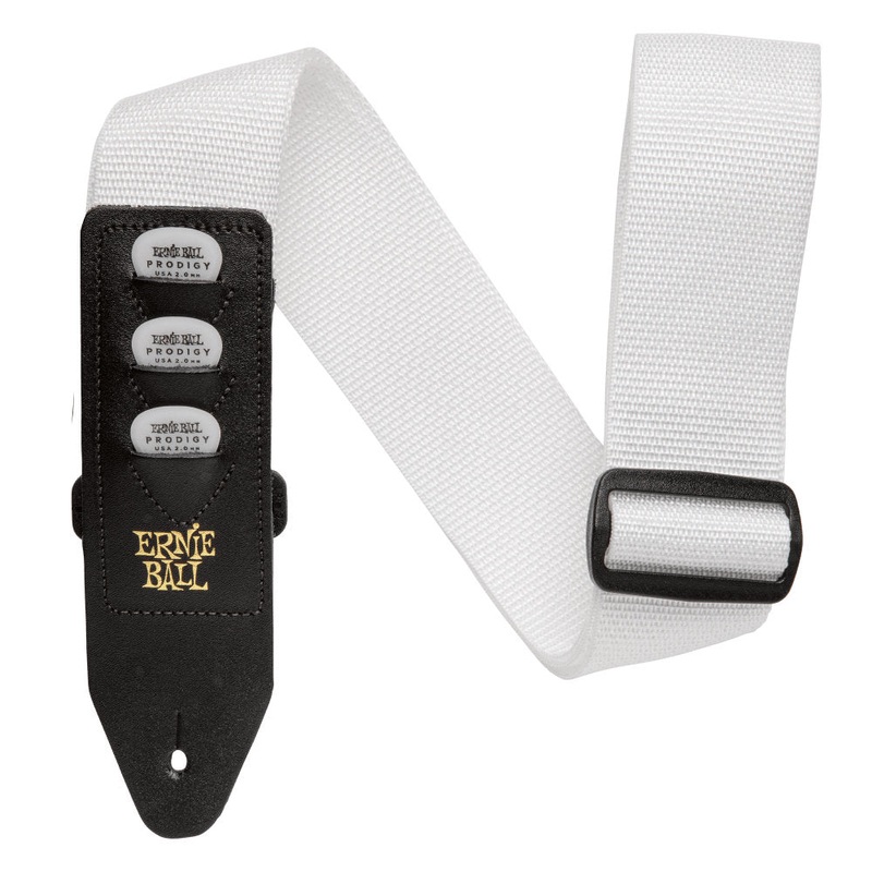 Ernie Ball Polypro Pickholder Guitar Strap/Bass Strap – White