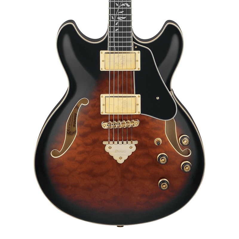 Ibanez AS93QMSP AS Series Artcore Expressionist Hollowbody Electric Guitar – Dark Brown Sunburst