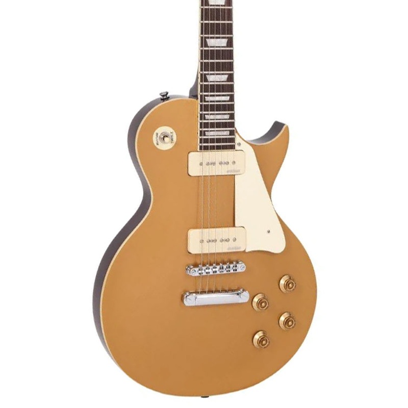 Vintage Guitars V100 ReIssued Single-Cutaway Electric Guitar – Gold Top