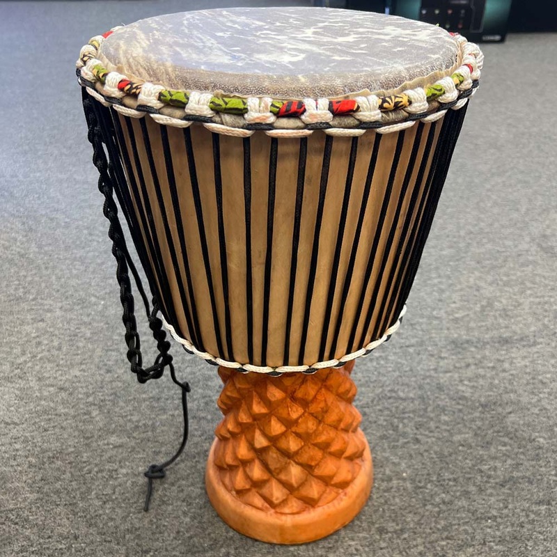 Authentic African 10.5 in. Goatskin Djembe Drum Handmade in Guinea (Pre-Owned)