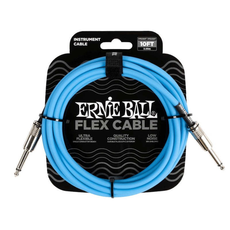Ernie Ball Flex Instrument Cable – Straight/Straight – Blue – 10 ft.