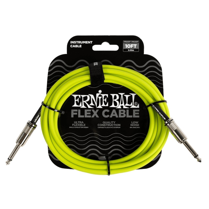 Ernie Ball Flex Instrument Cable – Straight/Straight – Green – 10 ft.