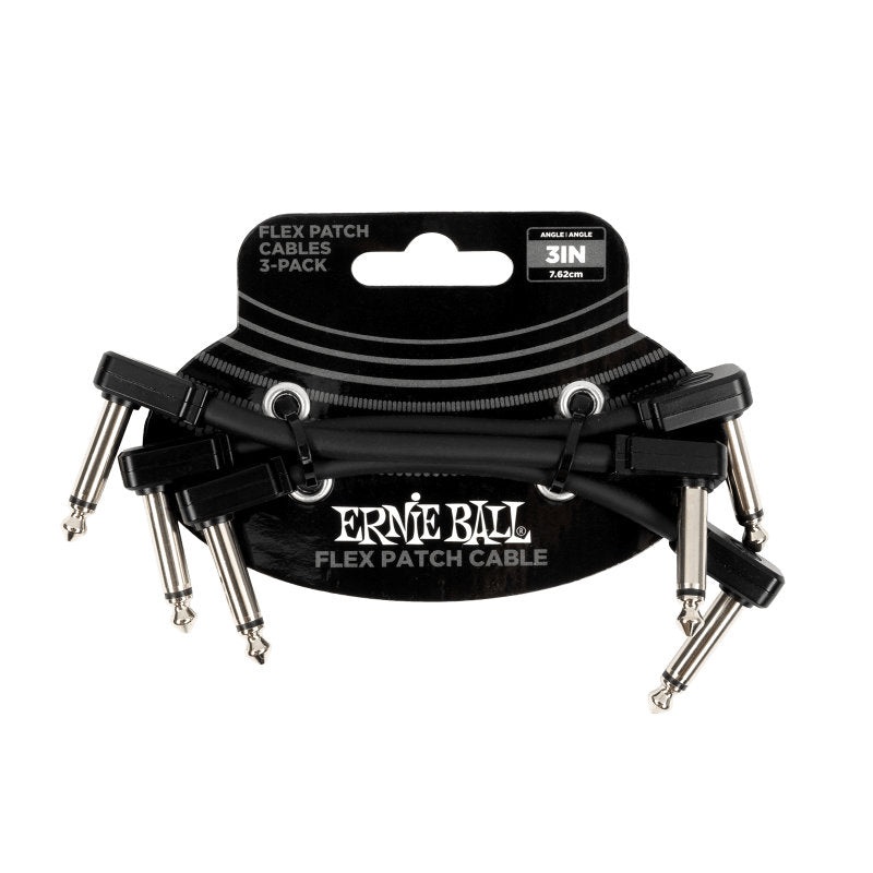 Ernie Ball Flex Patch Cable – 3in – Black – 3 Pack