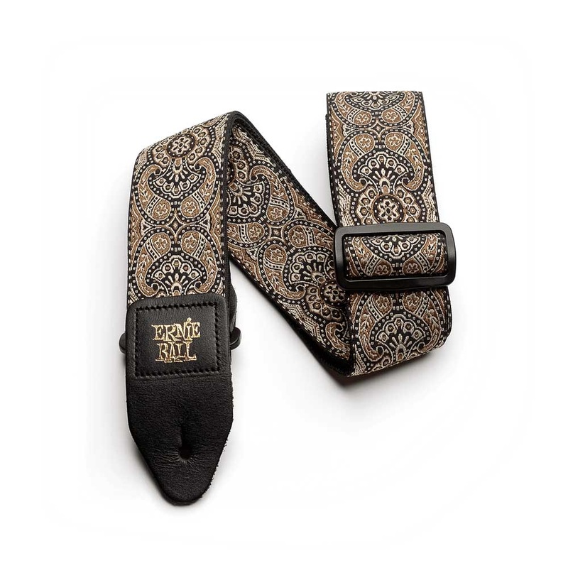 Ernie Ball P04163 Jacquard Design Polypro 2 in. Guitar Strap – Gold & Black Paisley