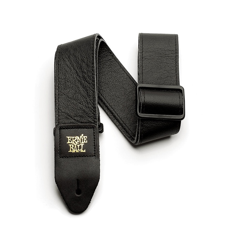 Ernie Ball Tri-Glide 2in Italian Leather Guitar/Bass Strap – Black