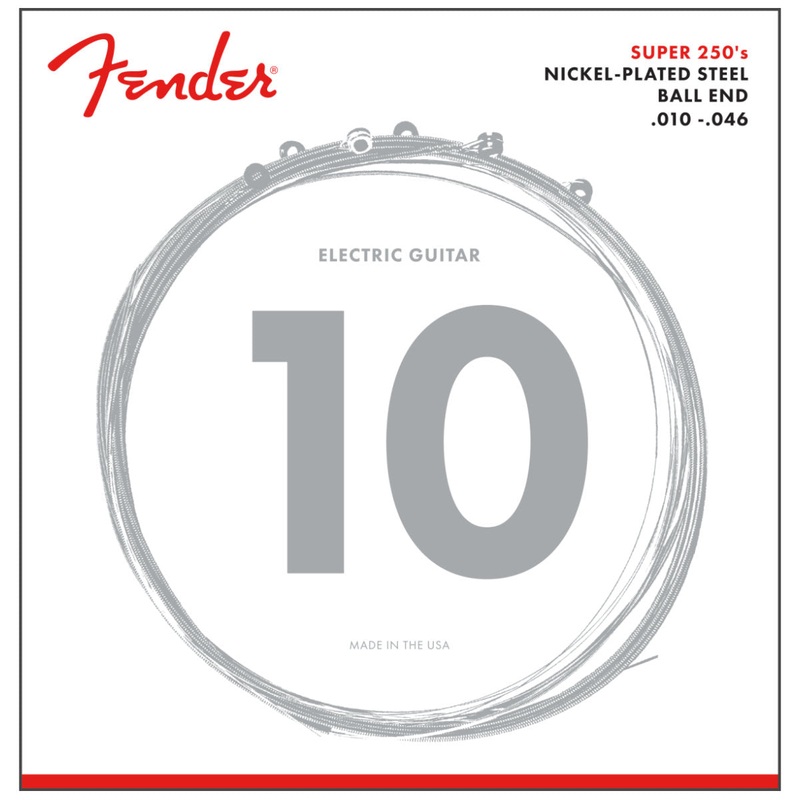 Fender Super 250s Nickel-Plated Steel Guitar Strings – Ball End – 250R Gauges .010-.046 – Pack of 6