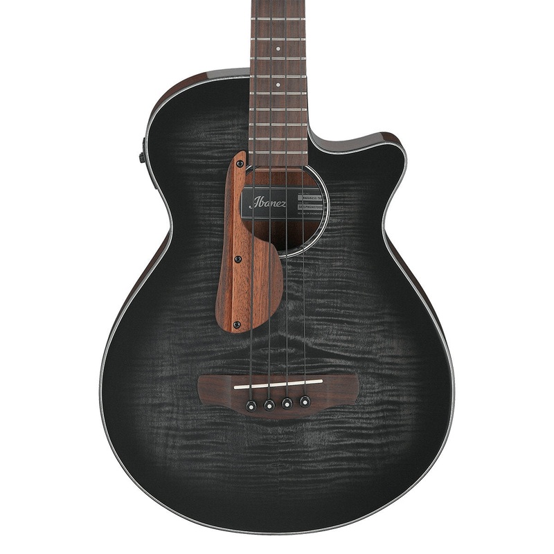 Ibanez Acoustic Bass Series Acoustic-Electric Bass Guitar –  Transparent Black Sunburst High Gloss – Natural High Gloss Back and Sides