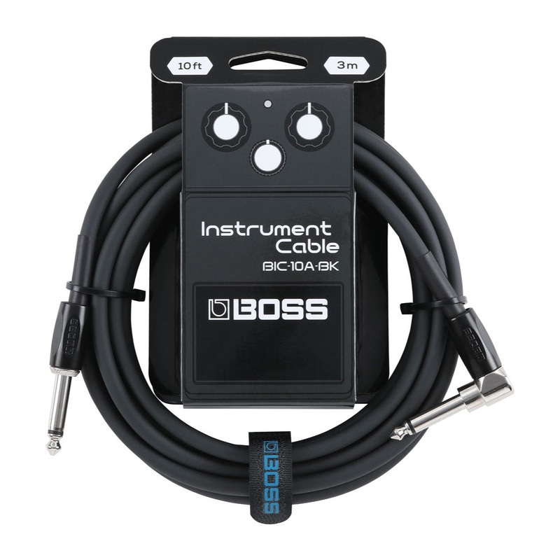 BOSS BIC-10A-BK Instrument Cable – Straight to Angled – Black – 10ft