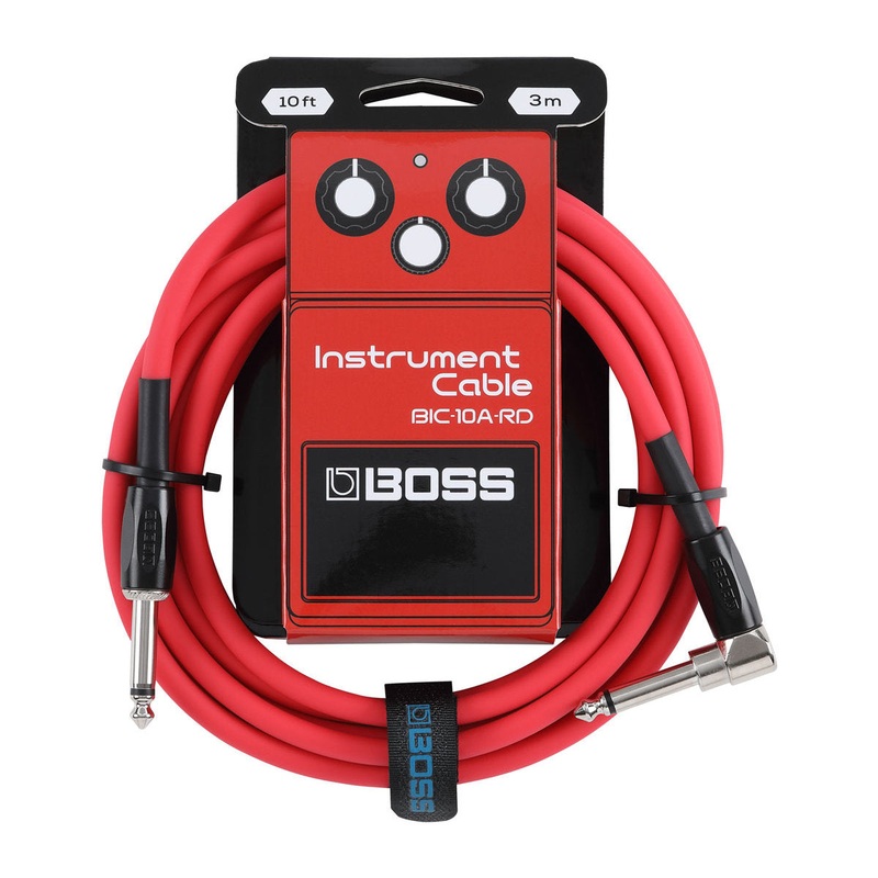 BOSS BIC-10A-RD Instrument Cable – Straight to Angled – Red – 10ft
