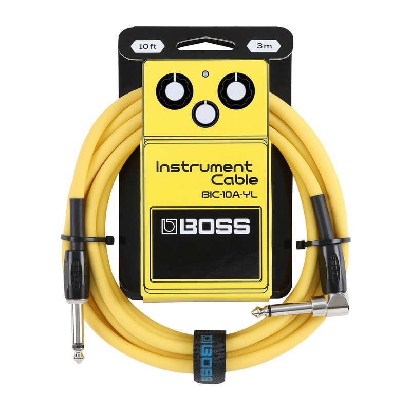BOSS BIC-10A-YL Instrument Cable – Straight to Angled – Yellow – 10ft