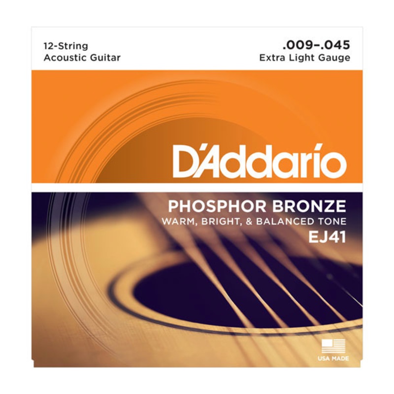 D’Addario EJ41 12-String Phosphor Bronze Extra Light Acoustic Strings 9-45
