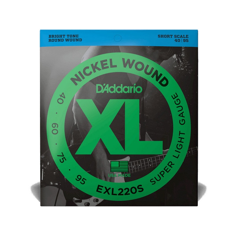 D’Addario EXL220S Super Light Short Scale Bass Strings – 40-95 – Short Scale