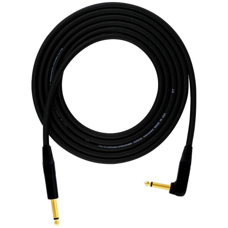 ProCo USA Evolution Gold Contact Instrument Cable – Straight to Right Angle – 18ft