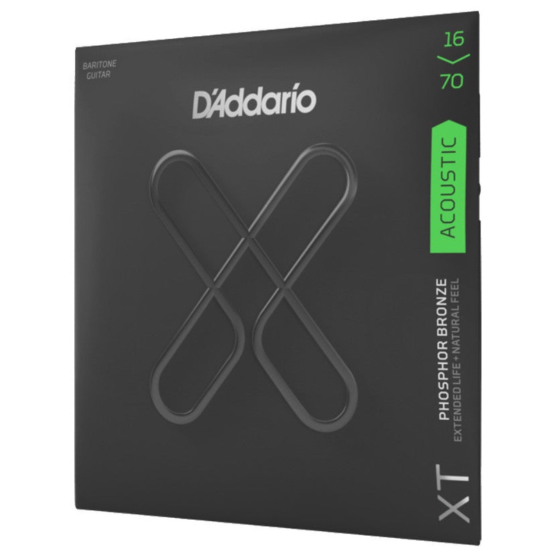 D’Addario XT Phosphor Bronze Coated Acoustic Guitar Strings – Medium Baritone – 16-70