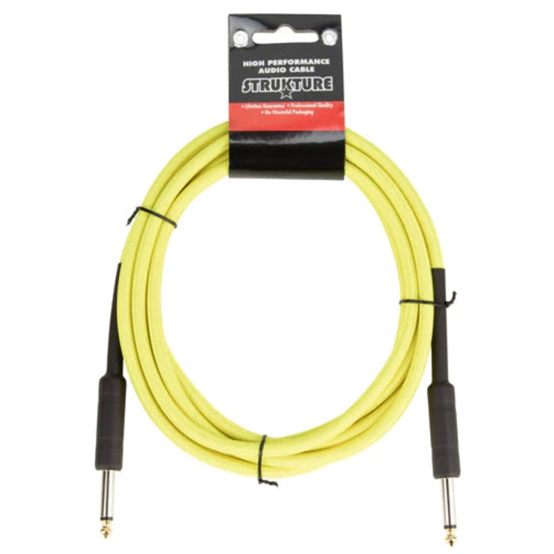Strukture SC10NY Straight to Straight Instrument Cable – Woven Neon Yellow – 10 ft.