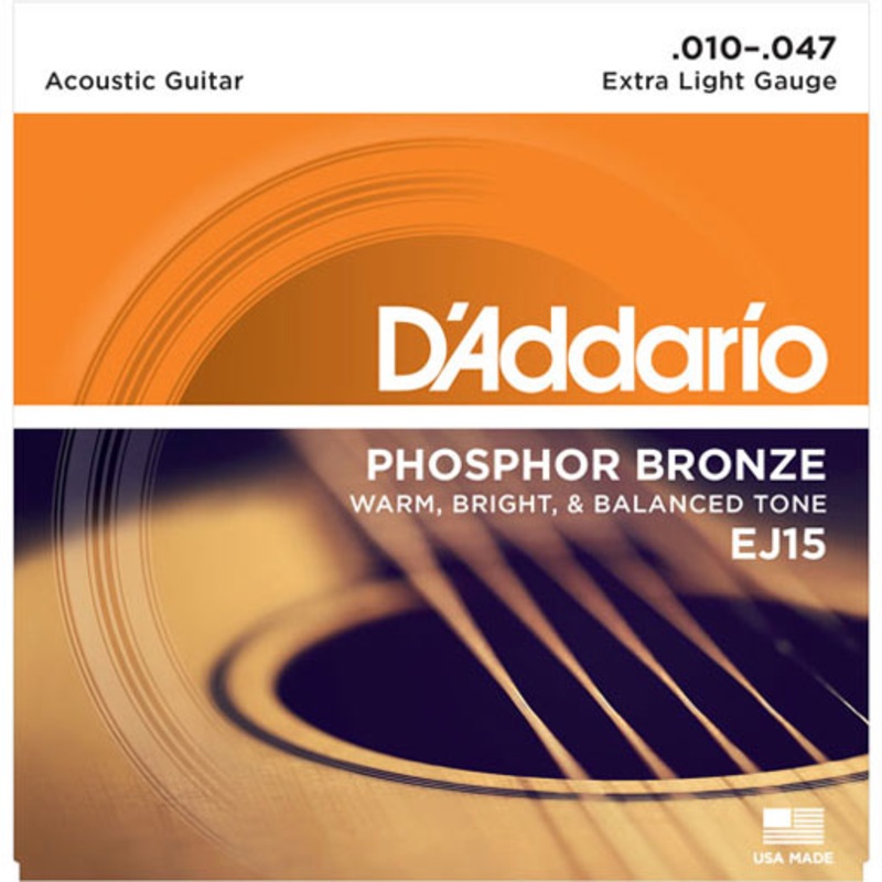 DAddario EJ15 Phosphor Bronze Acoustic Guitar Strings Extra Light 10-47