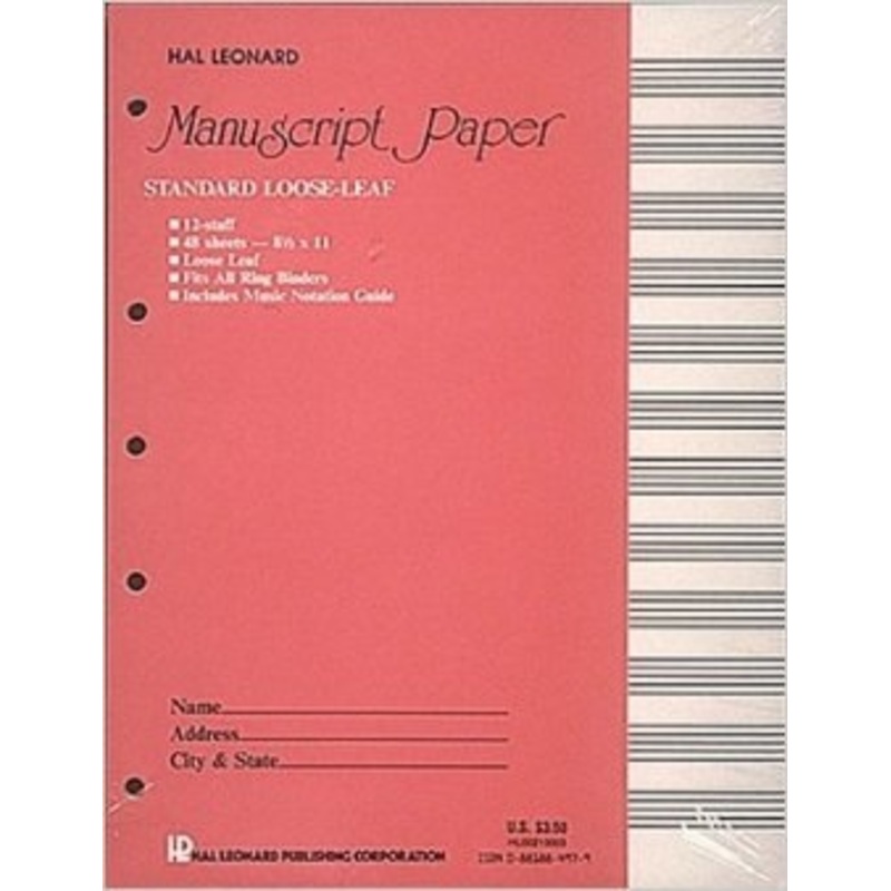 Standard Loose Leaf Manuscript Paper (Pink Cover)