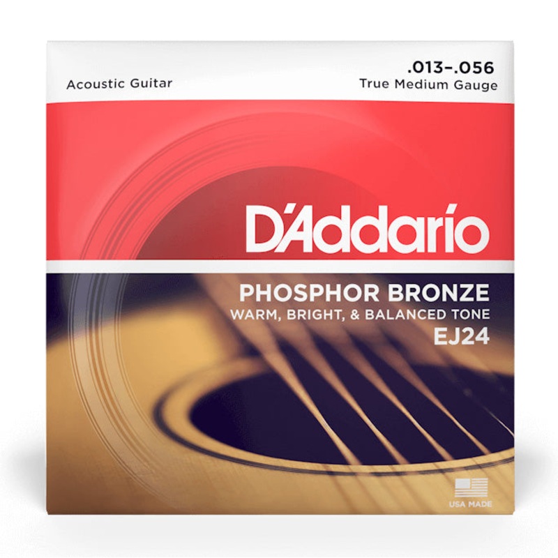 D’Addario EJ24 True Medium Phosphor Bronze Set Acoustic Guitar Strings, 13-56