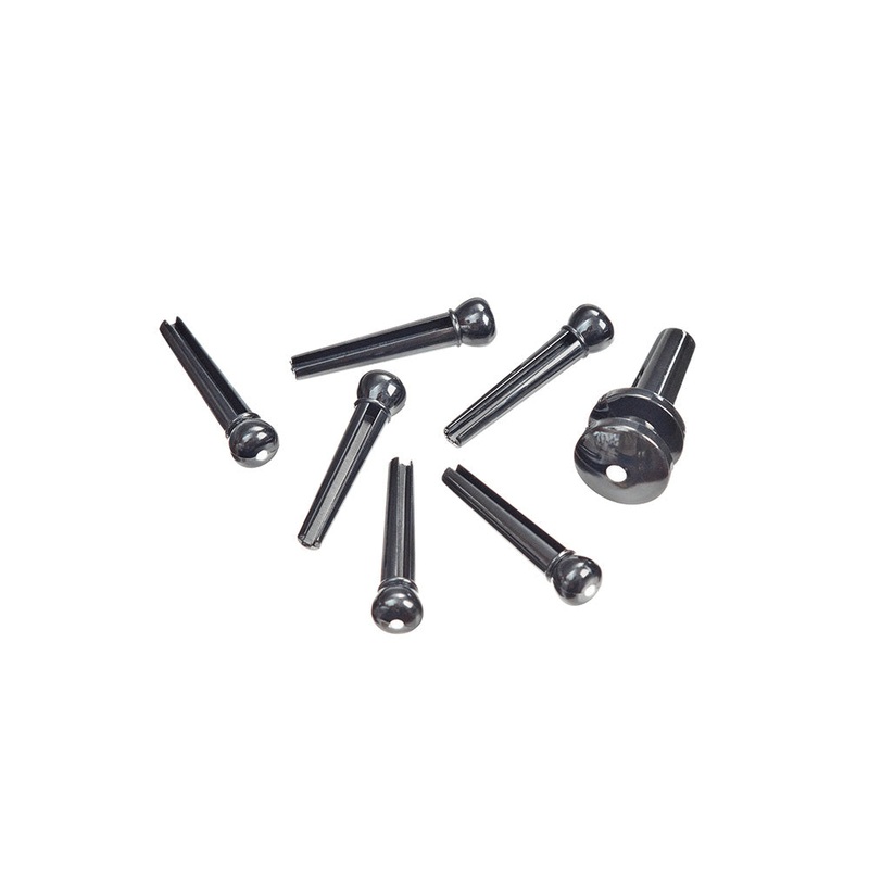 D’Addario Plastic Bridge Pins Ebony with Ivory Dot
