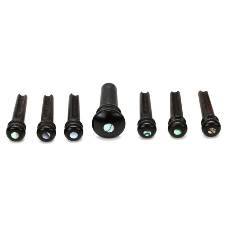 DAddario PWPS2 Ebony Bridge Pins with End Pin Set, Abalone Inlay