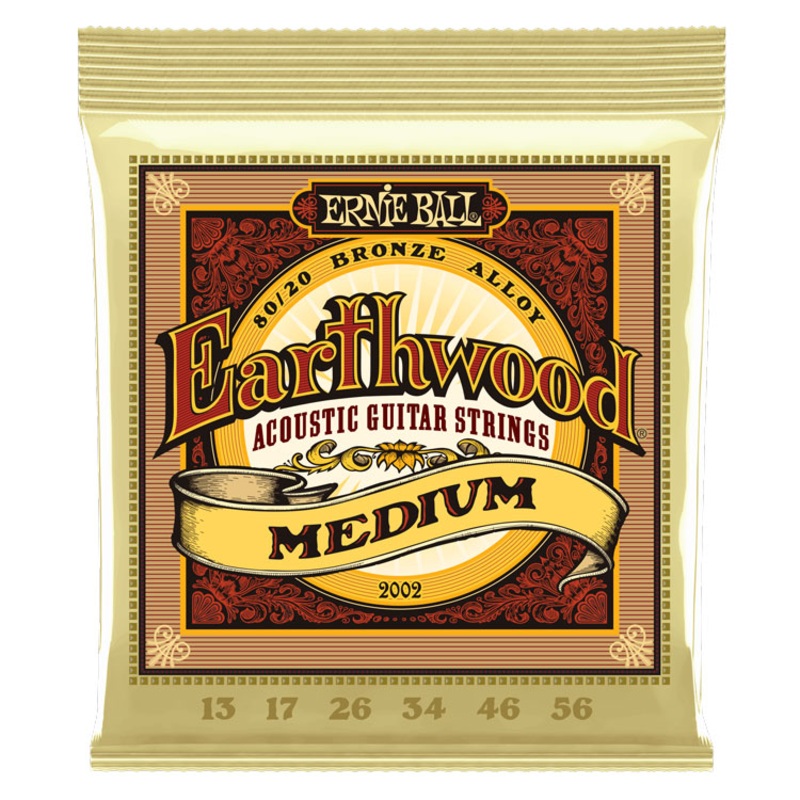 Ernie Ball Earthwood Medium 80/20 Bronze Acoustic Guitar Strings – 13-56 Gauge