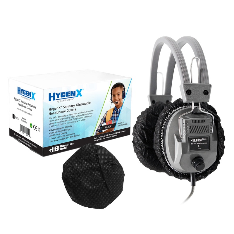 HamiltonBuhl Disposable Ear Cushion Covers, Black, 4.5 in. Deluxe, Black – 50 Pair