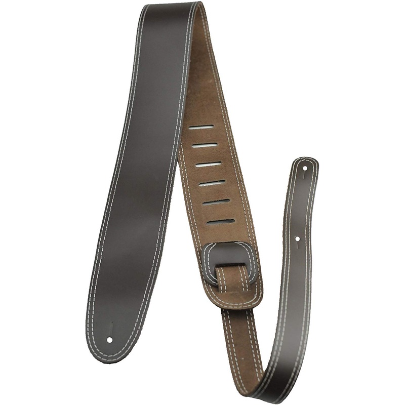 Perri’s Leathers P25SMS-1719 Double Stitched Leather 2.5 in. Guitar Strap