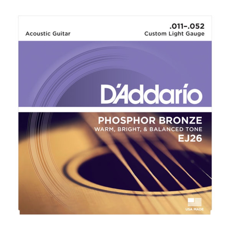 DAddario EJ26-3D Phosphor Bronze Acoustic Guitar Strings Custom Light 11-52 3 Sets