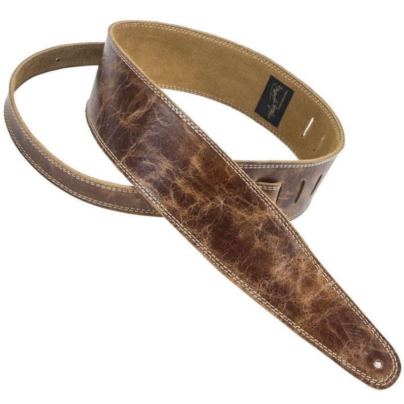 Henry Heller Double Stitched Leather Guitar Strap – Vintage Brown
