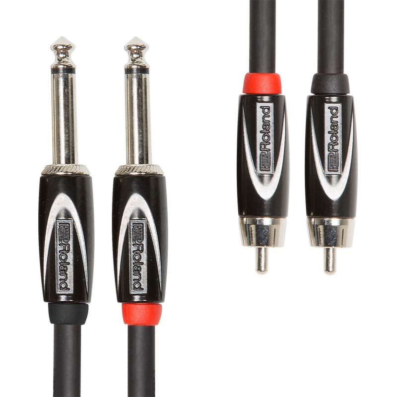 Roland RCC-15-2R28 Black Series Interconnect Cable with Dual 1/4 in. to RCA – 15 ft.